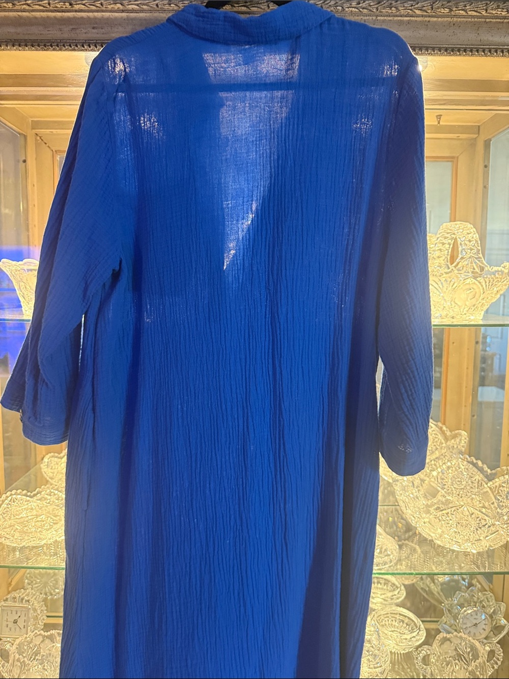 J. Jill Royal Blue Maxi Shirt Dress with Side Slit - Picture 6 of 6